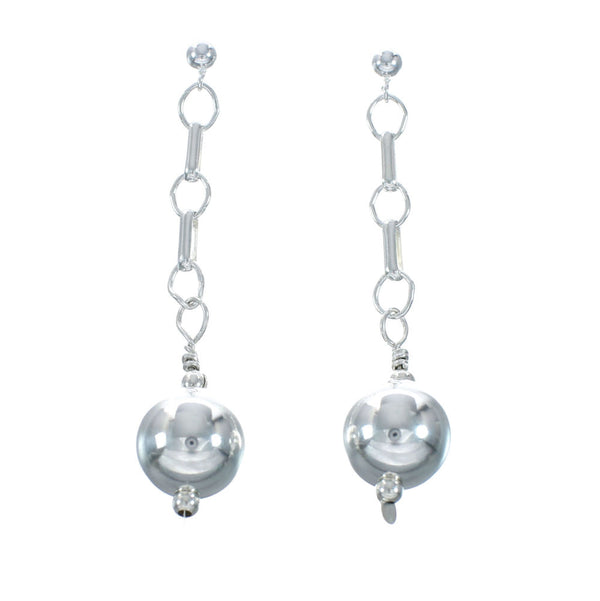 Navajo Sterling Silver Bead Post Dangle Earrings X10936
